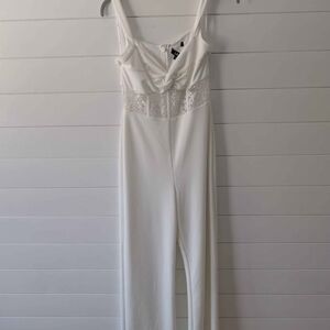 White Lace Detail Jumpsuit
